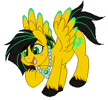 Size: 215x200 | Tagged: safe, artist:higgly-chan, derpibooru import, oc, oc:lightning bug, unofficial characters only, pegasus, pony, female, flying, image, jewelry, mare, necklace, pegasus oc, pixel art, png, simple background, smiling, solo, sparkles, spread wings, striped mane, transparent background, true res pixel art, unshorn fetlocks, wings