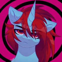 Size: 1600x1600 | Tagged: safe, artist:skyboundsiren, derpibooru import, oc, unofficial characters only, unicorn, album cover, bust, image, lidded eyes, png, portrait, signature, simple background, tired