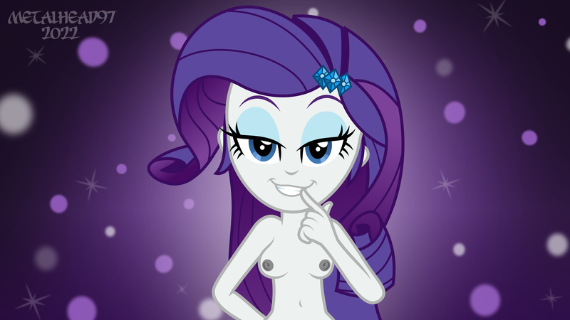 Size: 8000x4500 | Tagged: questionable, artist:metalhead97, ponerpics import, rarity, equestria girls, breasts, busty rarity, female, image, looking at you, nipples, nudity, png, stupid sexy rarity
