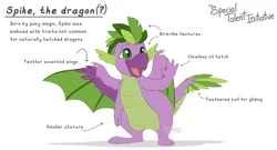 Size: 5570x3000 | Tagged: safe, artist:parrpitched, derpibooru import, spike, dragon, comic:the special talent initiative, concept art, feather, image, png, simple background, solo, white background, wings