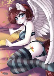 Size: 1414x2000 | Tagged: suggestive, artist:lifejoyart, ponerpics import, oc, unofficial characters only, anthro, bikini, breasts, clothes, female, image, jpeg, looking at you, socks, swimsuit