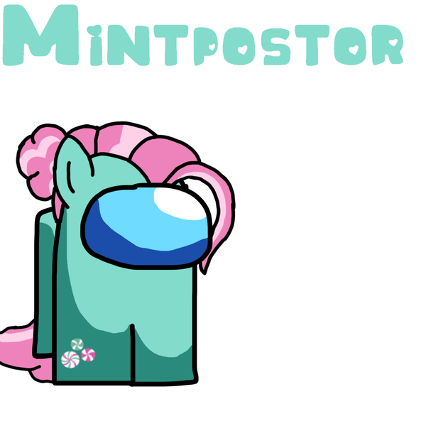 Size: 1162x1162 | Tagged: safe, artist:josephthedumbimpostor, derpibooru import, minty, series:mintpostor, g3, amogus, among us, image, impostor, meme, png, solo