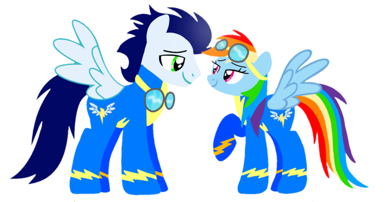 Size: 1532x789 | Tagged: safe, artist:mlplary6, derpibooru import, rainbow dash, soarin', pegasus, pony, boyfriend and girlfriend, clothes, female, image, looking at each other, looking at someone, male, mare, png, shipping, simple background, smiling, smiling at each other, soarindash, stallion, straight, transparent background, uniform, vector, wonderbolts uniform