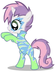 Size: 2090x2697 | Tagged: safe, artist:boneswolbach, derpibooru import, edit, editor:awesomestar867, sweetie belle, pony, unicorn, the show stoppers, clothes, female, filly, foal, horn, image, png, shadow, show stopper outfits, simple background, smiling, transparent background