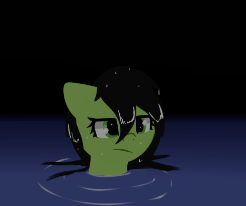 Size: 489x410 | Tagged: safe, artist:neuro, derpibooru import, oc, oc:anonfilly, unofficial characters only, earth pony, pony, bust, female, filly, floppy ears, image, partially submerged, png, solo, wet, wet mane