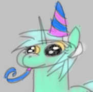 Size: 182x181 | Tagged: safe, artist:neccanon, derpibooru import, lyra heartstrings, pony, unicorn, hat, image, numget, party hat, png, sketch, solo, wat