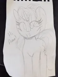 Size: 728x971 | Tagged: safe, artist:lockheart, derpibooru import, starlight glimmer, pony, unicorn, eye clipping through hair, female, grayscale, hi anon, image, jpeg, mare, meme, monochrome, pencil drawing, solo, traditional art