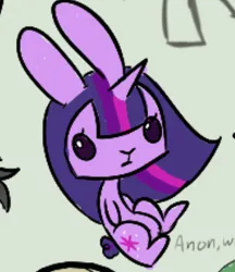 Size: 343x397 | Tagged: safe, artist:anonymare, derpibooru import, angel bunny, twilight sparkle, fusion, image, png, solo