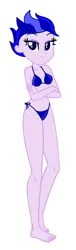 Size: 496x1640 | Tagged: suggestive, artist:robertsonskywa1, derpibooru import, equestria girls, 30 minute art challenge, arcee, bikini, clothes, female, image, midriff, photo, png, sexy, shrug, simple background, solo, swimsuit, transformers, transformers prime, white background