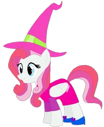 Size: 463x568 | Tagged: safe, artist:selenaede, artist:user15432, derpibooru import, diamond rose, pegasus, pony, base used, clothes, costume, dress, halloween, halloween costume, hat, high heels, holiday, image, pink dress, png, shoes, simple background, smiling, transparent background, witch, witch costume, witch hat