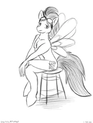 Size: 1800x2400 | Tagged: suggestive, artist:rockhoppr3, derpibooru import, soarin', anthro, pegasus, unguligrade anthro, image, male, monochrome, nudity, png, solo, solo male