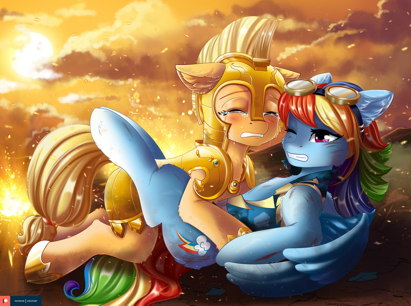 Size: 2828x2111 | Tagged: safe, artist:lifejoyart, ponerpics import, rainbow dash, oc, unofficial characters only, pony, duo, duo female, female, image, jpeg, mare