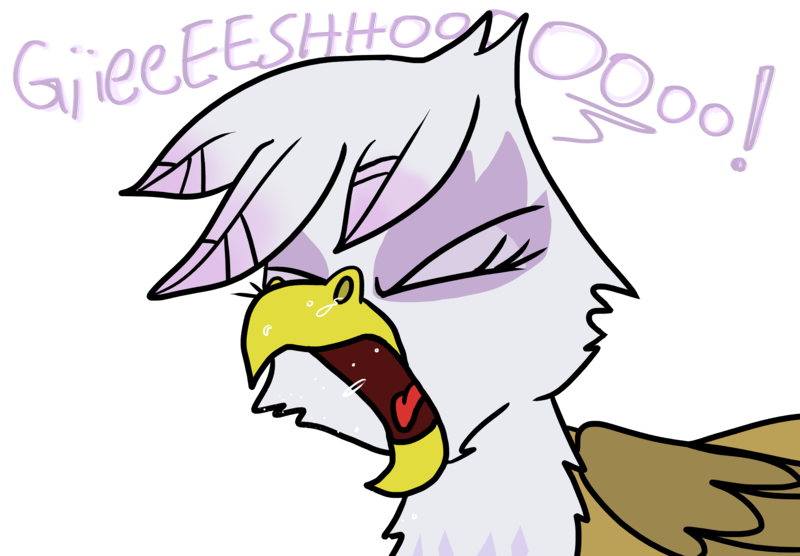 Size: 10032x6976 | Tagged: safe, artist:graymist, derpibooru import, gilda, gryphon, absurd resolution, birb, chest fluff, eyelashes, eyes closed, feather, fluffy, image, loud, mucus, nostrils, open mouth, png, powerful, random, simple background, sneezing, solo, spit, spray, tongue out, transparent background