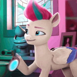 Size: 720x720 | Tagged: safe, derpibooru import, edit, edited screencap, screencap, zipp storm, g5, my little pony: make your mark, spoiler:g5, spoiler:my little pony: make your mark, spoiler:my little pony: make your mark chapter 5, spoiler:mymc05e05, animated, bust, cropped, gif, headbob, image, loop, magnifying glass, mane smelody, my little pony: make your mark chapter 5, perfect loop, picture frame, solo, spinning, visor