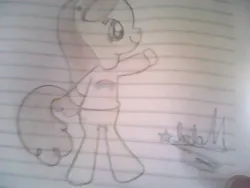 Size: 640x480 | Tagged: safe, artist:arts48, derpibooru import, ponified, earth pony, pony, bipedal, clothes, colored pencil drawing, ear piercing, earring, female, g4, gravity falls, image, jewelry, jpeg, lined paper, mabel pines, mare, piercing, rainbow, rule 85, scrapbook, smiling, solo, sweater, traditional art