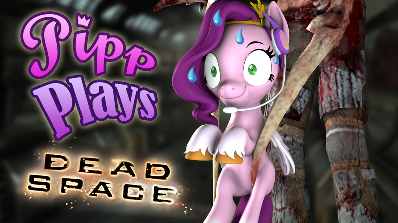 Size: 1920x1080 | Tagged: safe, artist:pika-robo, derpibooru import, pipp petals, pegasus, pony, series:pipp plays, g5, 3d, bad touch, dead space, fake thumbnail, female, g4, g5 to g4, gamer pipp, generation leap, holding a pony, image, let's play, mare, nervous sweat, personal space invasion, png, shrunken pupils, slasher, smiling, source filmmaker, sweat, sweatdrop, this is fine, this will end in death, this will end in tears, this will end in tears and/or death, wing hands, wings, youtube thumbnail