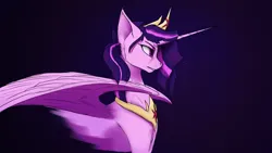 Size: 3840x2160 | Tagged: safe, artist:tenebrisnoctus, derpibooru import, twilight sparkle, twilight sparkle (alicorn), alicorn, pony, 4k, bust, crown, female, high res, image, jewelry, mare, peytral, png, profile, regalia, solo, spread wings, wings