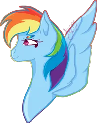 Size: 2416x3070 | Tagged: safe, artist:thecommandermiky, derpibooru import, rainbow dash, pegasus, pony, bust, fanart, female, image, mare, mlp fim's tenth anniversary, multicolored hair, png, rainbow, rainbow hair, simple background, solo, spread wings, transparent background, wings