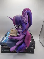 Size: 960x1280 | Tagged: safe, artist:chyvak, artist:draconis taaldis, derpibooru import, twilight sparkle, book, figure, figurine, image, irl, jpeg, photo, sitting