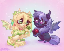 Size: 4096x3277 | Tagged: safe, artist:irinamar, derpibooru import, oc, unofficial characters only, bat pony, pony, bat pony oc, bat wings, duo, image, jpeg, wings