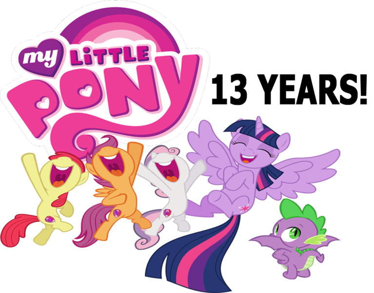 Size: 1111x869 | Tagged: artist needed, safe, derpibooru import, editor:incredibubbleirishguy, apple bloom, scootaloo, spike, sweetie belle, twilight sparkle, twilight sparkle (alicorn), alicorn, dragon, earth pony, pegasus, pony, unicorn, adorabloom, apple bloom's cutie mark, baby, baby dragon, cheering, cute, cutealoo, cutie mark, cutie mark crusaders, diasweetes, excited, exploitable meme, female, filly, foal, happy, image, jumping, laughing, logo, male, meme, mlp fim's thirteenth anniversary, my little pony logo, png, scootaloo's cutie mark, spread wings, sweetie belle's cutie mark, the cmc's cutie marks, trio, trio female, winged spike, wings