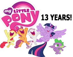 Size: 1111x869 | Tagged: artist needed, safe, derpibooru import, editor:incredibubbleirishguy, apple bloom, scootaloo, spike, sweetie belle, twilight sparkle, twilight sparkle (alicorn), alicorn, dragon, earth pony, pegasus, pony, unicorn, adorabloom, apple bloom's cutie mark, baby, baby dragon, cheering, cute, cutealoo, cutie mark, cutie mark crusaders, diasweetes, excited, exploitable meme, female, filly, foal, happy, image, jumping, laughing, logo, male, meme, mlp fim's thirteenth anniversary, my little pony logo, png, scootaloo's cutie mark, spread wings, sweetie belle's cutie mark, the cmc's cutie marks, trio, trio female, winged spike, wings