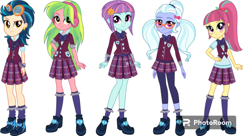 Size: 1192x670 | Tagged: safe, artist:cutler1228, derpibooru import, indigo zap, lemon zest, sour sweet, sugarcoat, sunny flare, equestria girls, clothes, crystal prep academy uniform, image, png, school uniform, shadowbolts, simple background, transparent background