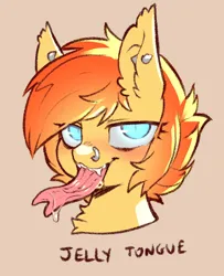 Size: 636x785 | Tagged: suggestive, artist:cold-blooded-twilight, derpibooru import, oc, oc:jellybean, bat pony, pony, blushing, drool, female, glow, glowing eyes, image, long tongue, mare, piercing, png, solo, solo female, split tongue, tongue out