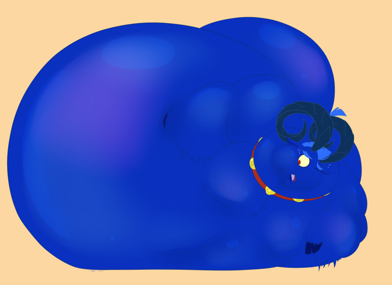Size: 2310x1680 | Tagged: questionable, artist:necrofeline, grogar, goat, belly, big belly, blueberry inflation, blueberry juice, collar, horn, horns, huge belly, hyper, hyper belly, image, impossibly large belly, open mouth, png, puffy cheeks, real grogar