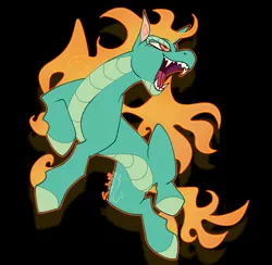 Size: 2048x2000 | Tagged: safe, artist:sunlightly, derpibooru import, dragon, hybrid, longma, them's fightin' herds, community related, fiery wings, flying, image, jpeg, mane of fire, signature, simple background, solo, tail, tail of fire, tianhuo (tfh), wings