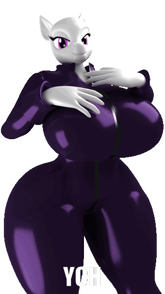 Size: 675x1200 | Tagged: questionable, artist:argos90, derpibooru import, anthro, 3d, animated, bedroom eyes, big breasts, bodysuit, breasts, clothes, commission, curvy, female, gif, hourglass figure, huge breasts, image, impossibly large breasts, looking at you, nipples, nudity, solo, solo female, thighs, thunder thighs, unzipping, wide hips, your character here