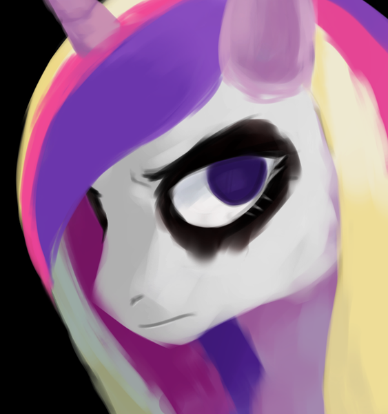 Size: 674x718 | Tagged: safe, artist:reponer, derpibooru import, princess cadance, alicorn, angry, black background, black metal, bust, corpse paint, death stare, derpibooru exclusive, evil cadance, face paint, image, metal, metalhead, png, portrait, simple background, stern