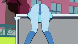 Size: 3379x1900 | Tagged: suggestive, artist:gmaplay, derpibooru import, trixie, cheer you on, equestria girls, equestria girls series, spoiler:eqg series (season 2), ass, butt, defeated, female, image, png, presenting, solo, the great and powerful ass, unconscious