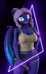 Size: 2568x4092 | Tagged: safe, artist:dawnyr, ponerpics import, oc, oc:spiral galaxies, unofficial characters only, anthro, 3d, breasts, clothes, female, image, jpeg