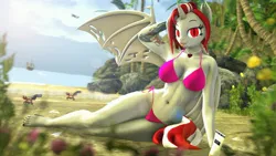 Size: 3840x2160 | Tagged: suggestive, artist:dawnyr, ponerpics import, oc, oc:lovers, unofficial characters only, anthro, 3d, bikini, breasts, clothes, feet, female, image, jpeg, swimsuit
