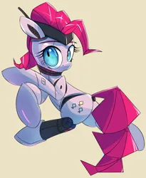 Size: 2000x2435 | Tagged: safe, artist:vultraz, ponerpics import, pinkie pie, earth pony, pony, robot, cutie mark, female, image, mare, pinktober, png, solo, solo female