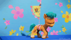 Size: 520x291 | Tagged: safe, derpibooru import, screencap, hitch trailblazer, pony, g5, my little pony: make your mark, animated, colt, colt hitch trailblazer, cutie blossom bash, gif, image, male, my little pony: make your mark chapter 5, one eye closed, solo, wink, younger