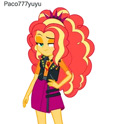 Size: 4650x5001 | Tagged: safe, artist:paco777yuyu, derpibooru import, adagio dazzle, sunset shimmer, human, equestria girls, alternate hairstyle, bacon hair, female, hair, image, png, solo, sunset