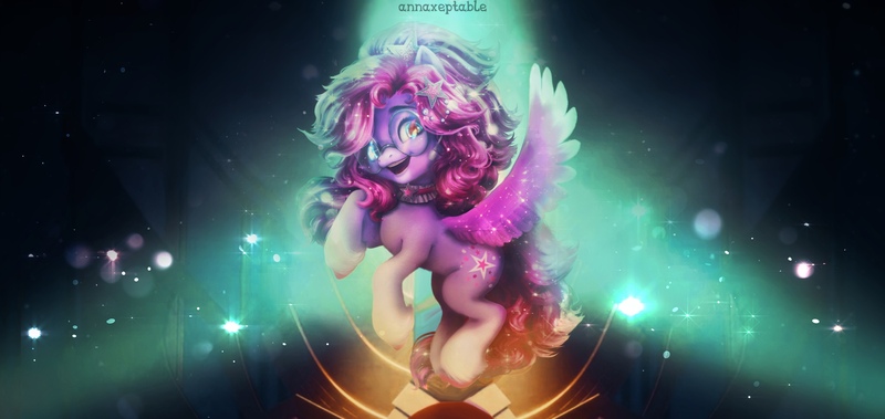 Size: 2551x1208 | Tagged: safe, artist:annaxeptable, derpibooru import, starsong, pegasus, pony, g3, g5, g3 to g5, generation leap, glasses, image, jpeg, solo