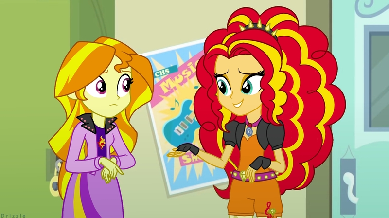 Size: 1903x1065 | Tagged: safe, artist:drizzledazzle, derpibooru import, adagio dazzle, sunset shimmer, equestria girls, female, image, jpeg, lesbian, palette swap, recolor, shipping, sunsagio, trace