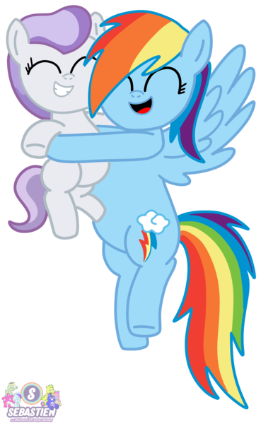 Size: 2676x4158 | Tagged: safe, artist:mrstheartist, ponerpics import, ponybooru import, rainbow dash, oc, oc:hope, crystal pony, hug, image, png