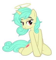 Size: 3388x3671 | Tagged: safe, artist:equestria secret guard, derpibooru import, oc, oc:seven sister, unofficial characters only, pony, unicorn, bedroom eyes, belly button, collarbone, female, horn, image, kneeling, looking at you, mare, png, sexy, shoulder, simple background, smiling, smiling at you, smirk, transparent background, unicorn oc