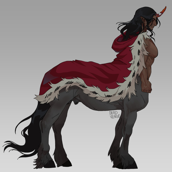Size: 2000x2000 | Tagged: questionable, artist:ghoulhowls, derpibooru import, king sombra, centaur, pony, taur, balls, beard, cape, centaurified, clothes, colored horn, curved horn, dark skin, elf ears, facial hair, gradient background, hoers, horn, image, jpeg, male, missing accessory, nudity, partial nudity, realistic anatomy, realistic horse legs, red eyes, sheath, solo, sombra horn, sombra's cape, species swap, stallion, topless, unshorn