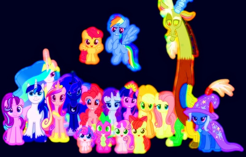 Size: 1401x894 | Tagged: safe, derpibooru import, edit, edited screencap, editor:incredibubbleirishguy, screencap, apple bloom, applejack, discord, fluttershy, pinkie pie, princess cadance, princess celestia, princess flurry heart, princess luna, rainbow dash, rarity, scootaloo, shining armor, spike, starlight glimmer, sweetie belle, trixie, twilight sparkle, twilight sparkle (alicorn), alicorn, draconequus, dragon, earth pony, pegasus, pony, unicorn, to where and back again, alicorn pentarchy, baby alicorn, beautiful, cape, christmas, christmas lights, clothes, colors, cutie mark crusaders, dark background, female, filly, foal, glow, glow-in-the-dark, hat, holiday, image, jpeg, male, mane seven, mane six, mare, night, not a vector, princess, simple background, stallion, trio male, trixie's cape, trixie's hat