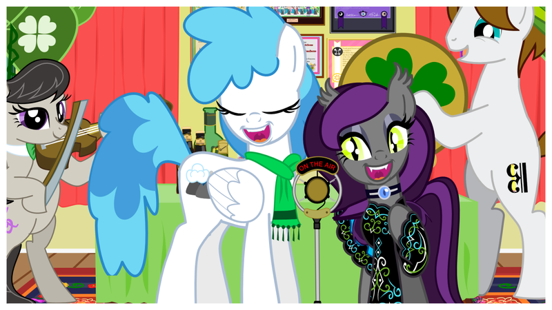 Size: 1280x720 | Tagged: safe, artist:askbritanniamlp, derpibooru import, octavia melody, oc, oc:freeze pop, oc:sketchy sounds, oc:svelteyanka, bat pony, pegasus, pony, ask britannia, female, image, mare, musical instrument, png, violin