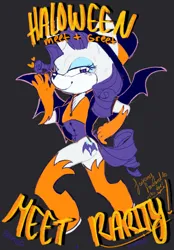 Size: 1423x2048 | Tagged: safe, artist:bakedandshipped, rarity, anthro, bat pony, bat ponified, clothes, hand on hip, image, leotard, mobian, png, race swap, raribat, sonic the hedgehog (series), sonicified, witch