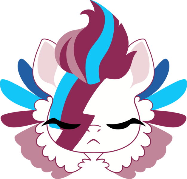 Size: 3365x3219 | Tagged: safe, artist:cutepencilcase, derpibooru import, zipp storm, pegasus, pony, g5, aladdin sane, bust, colored wings, david bowie, eyes closed, face paint, image, png, portrait, simple background, solo, spread wings, transparent background, wings