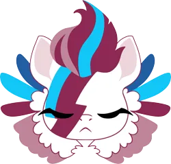 Size: 3365x3219 | Tagged: safe, artist:cutepencilcase, derpibooru import, zipp storm, pegasus, pony, g5, aladdin sane, bust, colored wings, david bowie, eyes closed, face paint, image, png, portrait, simple background, solo, spread wings, transparent background, wings