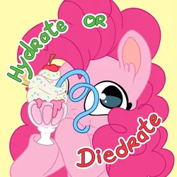 Size: 3319x3319 | Tagged: safe, artist:cutepencilcase, derpibooru import, pinkie pie, earth pony, pony, bust, cherry, crazy straw, cute, diapinkes, drink, female, food, image, mare, png, portrait, solo, sundae