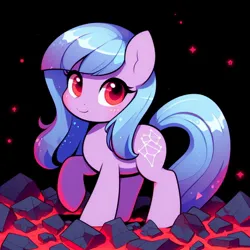 Size: 1024x1024 | Tagged: safe, derpibooru import, machine learning generated, oc, unofficial characters only, ai content, cute, generator:dall-e 3, image, jpeg, lava, not izzy moonbow